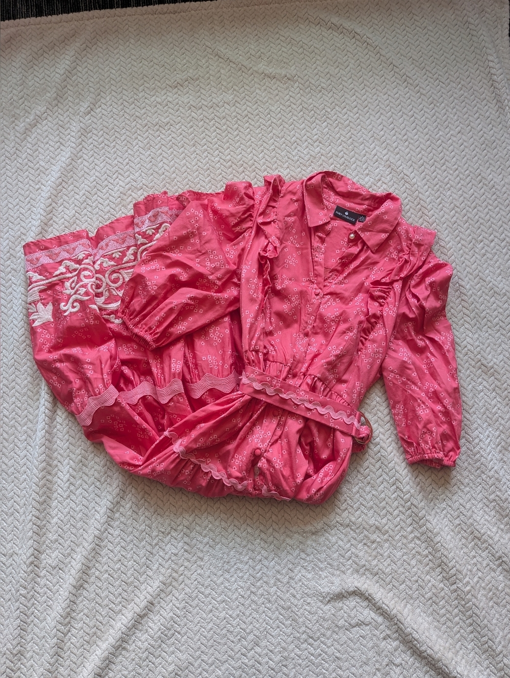 Emily Lovelock Pink Floral Print Dress